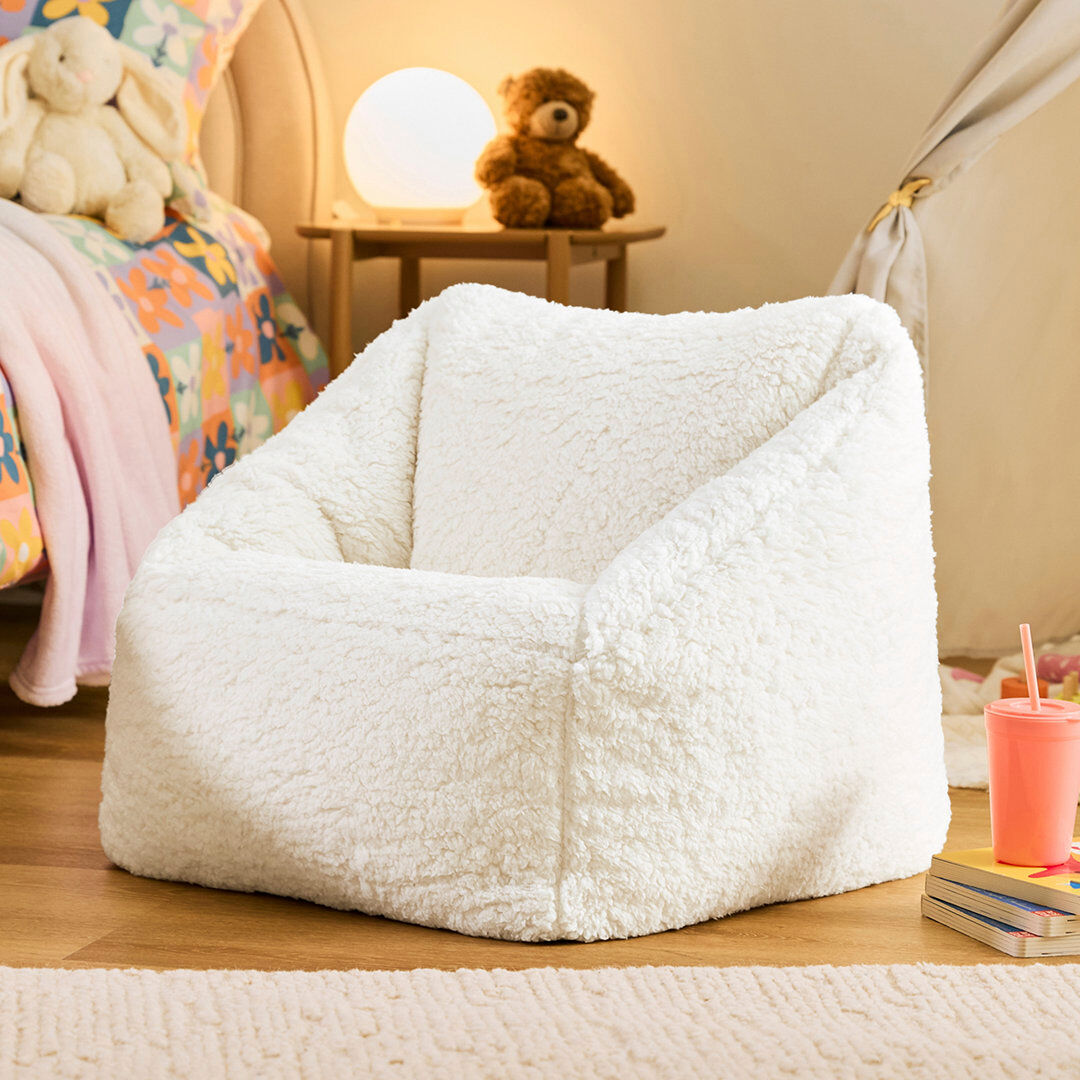 icon Kids Teddy Bear Armchair Bean Bag Natural Childrens Bean Bags Natural Cream Medium