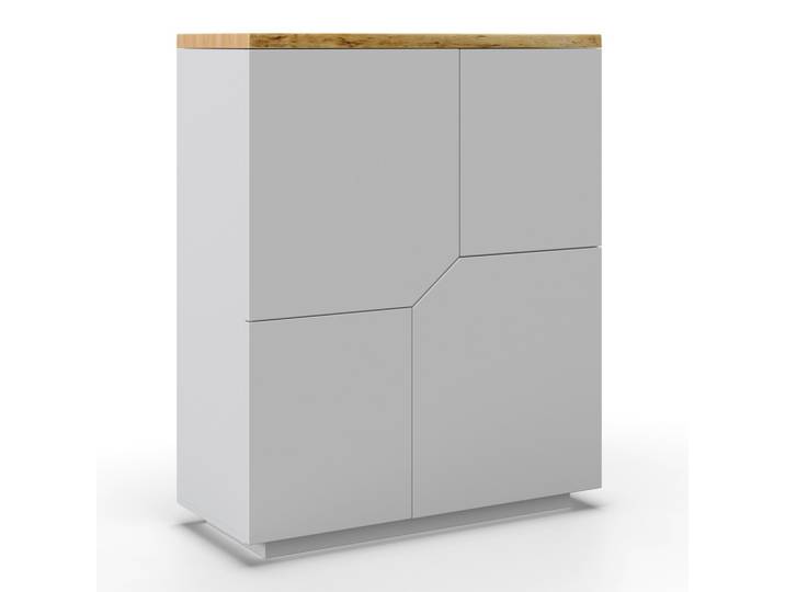 Kommode Carlos Weiß/Eichenfarbe Echtholz/MDF