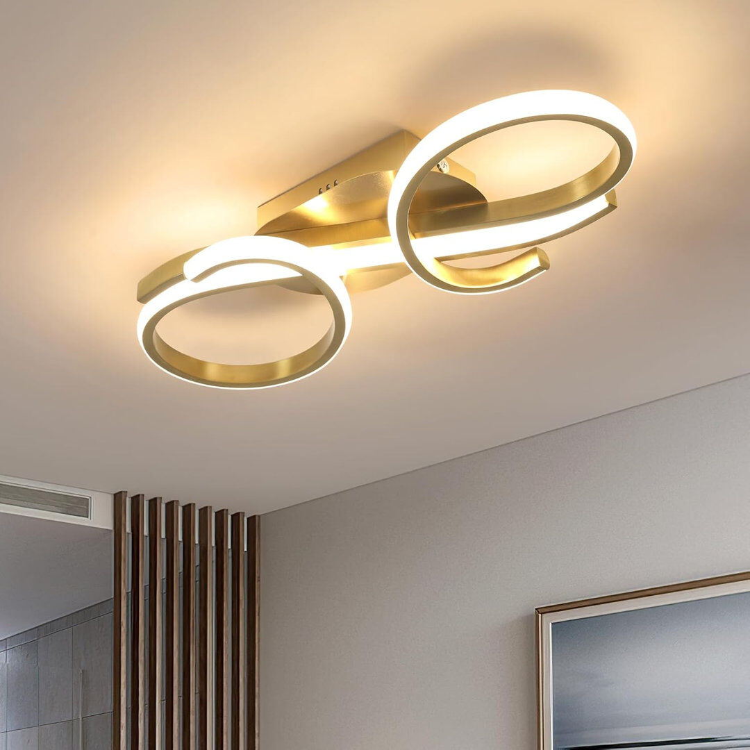 Metro Darlys 2-Light LED Semi Flush Mount Light Gold 7cm H X 42cm W X 16cm D