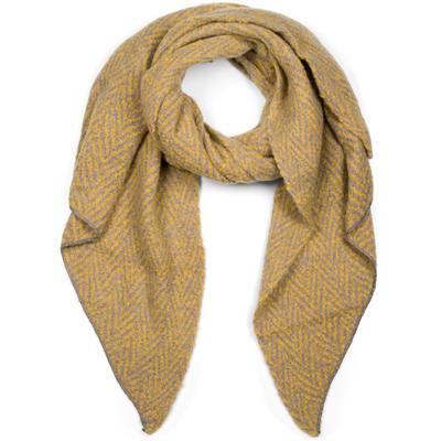 XXL-Schal STYLEBREAKER "Asymmetrischer Zacken Muster Web Schal", Damen, gelb (curry, grau), Obermaterial: 80% Viskose CV. 20% Wolle WO., Modisch, Modetücher