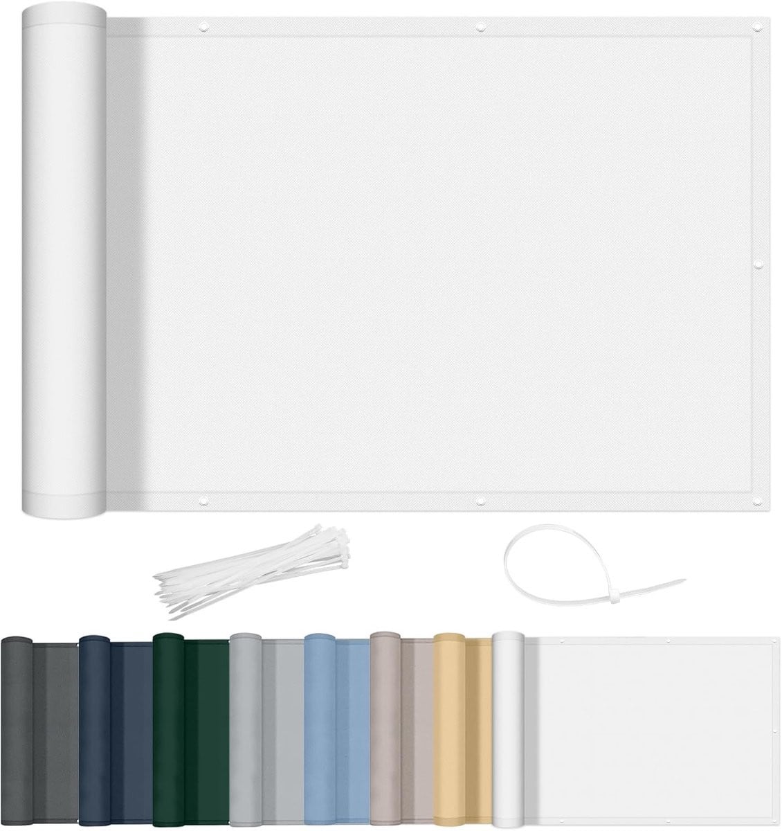 Azalia Balkonscherm Wit, Waterdicht en Ondoorzichtig Balkonafdekking, B/H: 90 x 300 cm
