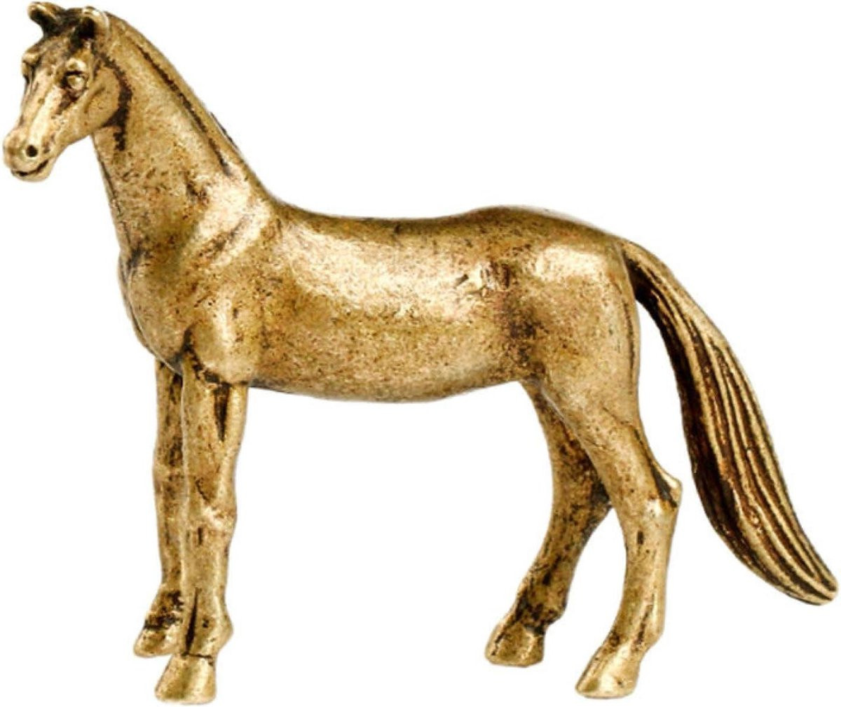 Handgemaakt koperen paardenbeeldje - Antiek brons miniatuur sculptuur voor huisdecoratie - 50 gram