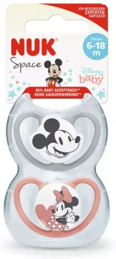 Nuk Chupetas Mickey Cinza + Rosa 6-18m