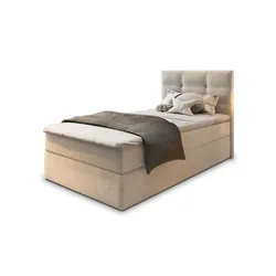 MASSENO Boxbett mit Bettkasten Glos , beige , Maße (cm): B: 90 H: 98