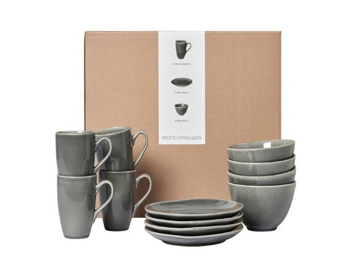 Broste Copenhagen Frühstücks-Set NORDIC RAIN Frühstücksset für Vier 12tlg