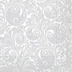 Mank Serviette Tissue Jordan in Silber, 33 x 33 cm, 100 Stück - Weihnachten Ornamente