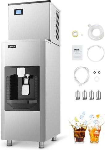 VEVOR Commerciële ijsmachine met digitaal display en ijslepel, zilver, roestvrij staal