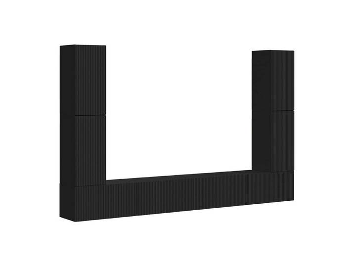 vidaXL TV-Schrank TV-Schrankset 8 stk. Schwarz Holzwerkstoff (8-St)