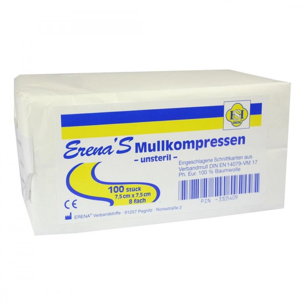 ERENA Verbandstoffe GmbH & Co. KG Erena Unsteril Mullkompr.7,5x7,5 cm 8fach 03305409