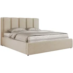 POLSTERBETT SAVINO CLASSIC 200/200 - Creme Struktur - Schaum-Matratze