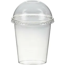 VEPATIM 50x Smoothiesbecher + Domdeckel mit Öffnung 300 ml O 95mm PET glasklar