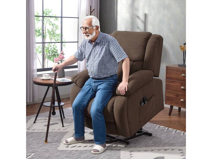 HOMCOM Fauteuil Releveur Massage Chauffant Électrique Marron