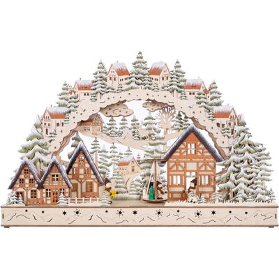 LED Schwibbogen OTTO HOME "Weihnachtsdeko", braun, B:60cm H:39cm T:10cm, Holzwerkstoff, Schwibbögen, Fensterdekoration, aus Holz, mit LED Beleuchtung, Höhe ca. 39 cm