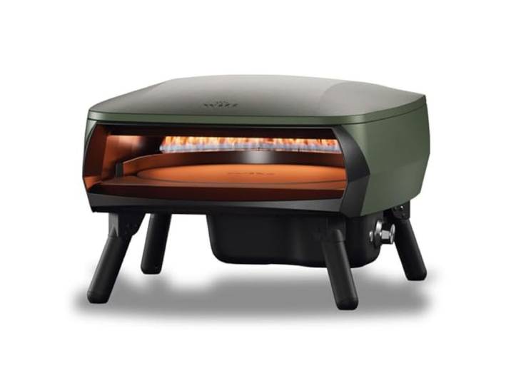 Witt PICCOLO Rotante Pizzaofen für italienische Pizza oder Flammkuchen, Pizzastein Ø 40,5 cm automatisch rotierend, knusprige Backergebnisse, Aluminium-Gehäuse, Farbe: Green matt