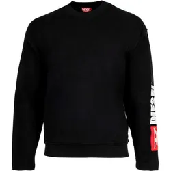 DIESEL Herren Sweatshirt - S-BOXT-NC-DIV, Logo seitlich, Baumwolle, uni Schwarz / M