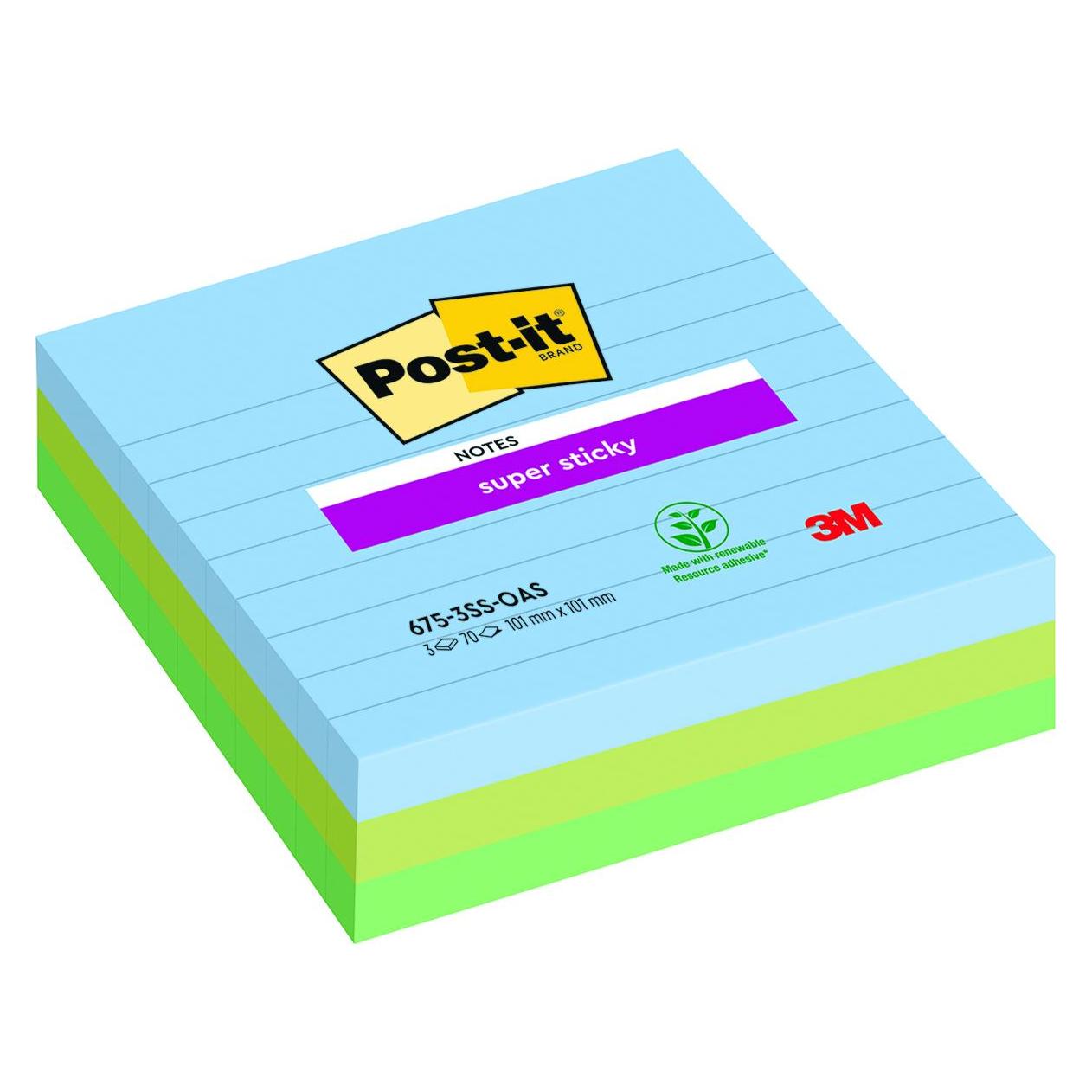 Post-it Super Sticky Oasis Grossformat (101 x 101 mm) (675-3SS-OAS)