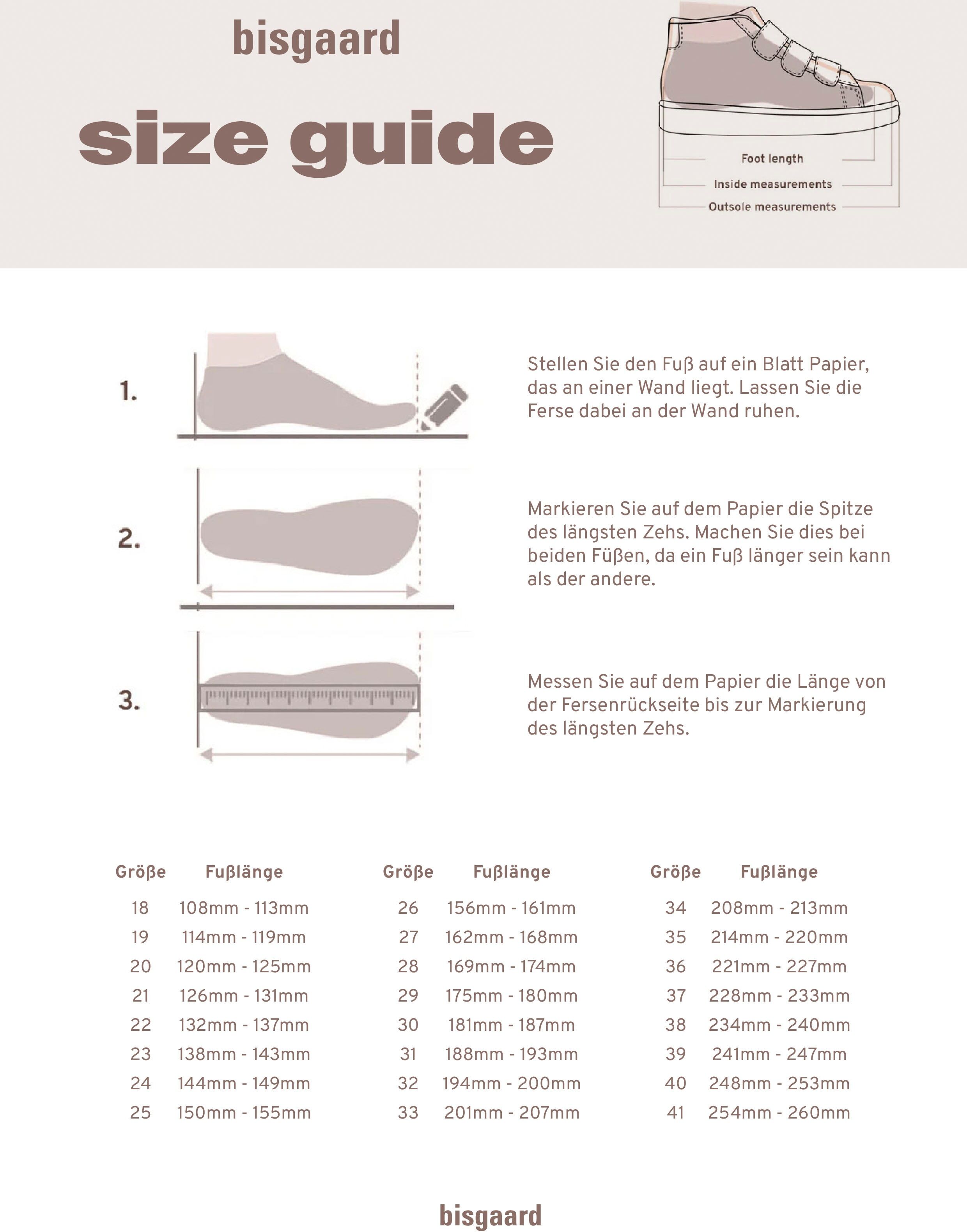 Barfußschuh BISGAARD "barefoot elroy", Mädchen, Gr. 26, chromfrei gegerbt, blau, Leder, Textil, Schuhe Barfußschuh, Klettschuh mit flexibler Sohle, Größenschablone zum Download