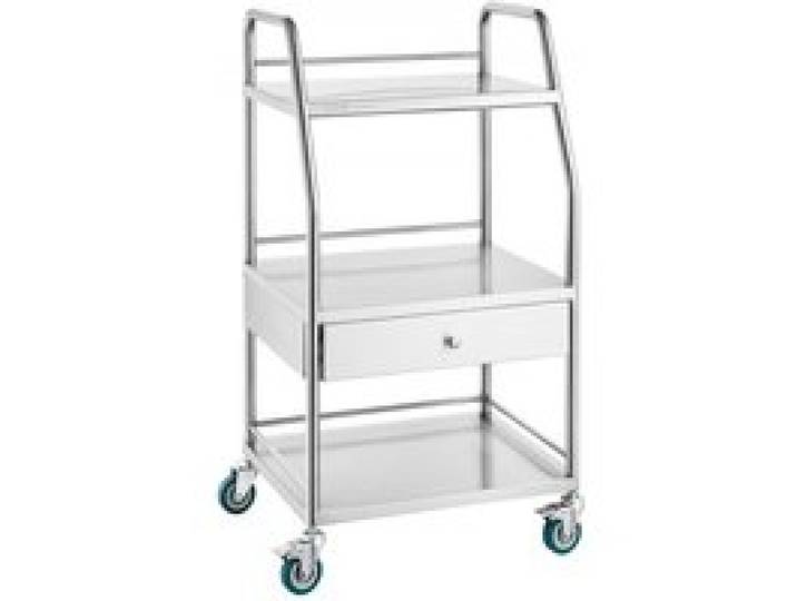 VEVOR Chariot de Laboratoire en Acier Inoxydable, Chariot Médical Dentaire à 3 Niveaux et 1 Tiroir, avec Roues Verrouillables, Charge 100 kg, Équipement pour Laboratoire Salon Hôpital, Argent