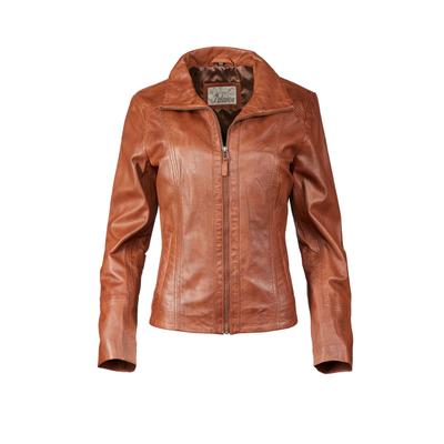 Lederjacke 7ELEVEN "SETAMMY", Damen, Gr. 44, braun, Obermaterial: 100% Rindsleder Leather cow. Futter: 100% Polyester PES. 100% Polyester PES., uni, slim fit, Jacken, mit dekorativen Ziernähten