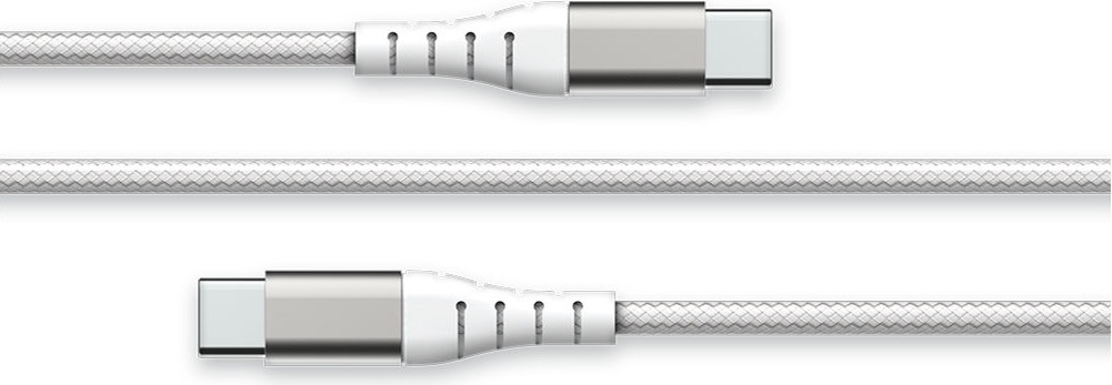 Force Power USB-C naar USB-C kabel, 3A, versterkte oplaad- en synchronisatiekabel, 2 meter, wit