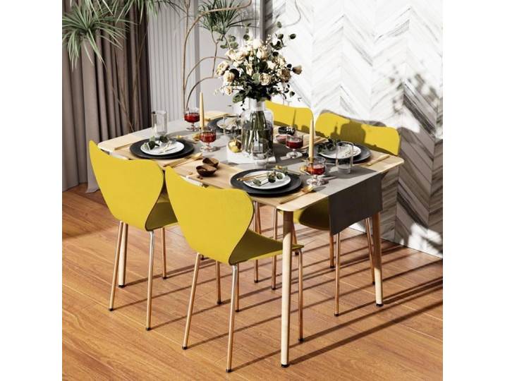 Chaises Design De Cuisine Salle À Manger Plastique - PIPIPOXER - Lot de 4 - Jaune - Ergonomique - Empilable