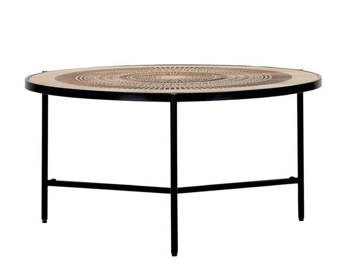 Couchtisch SANTA CRUZ Ø 88 cm Mango Massiv/schwarz
