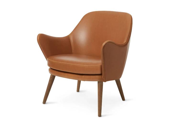 Warm Nordic Dwell Loungestuhl Silk 250 camel-Beine i gerauchter Eiche