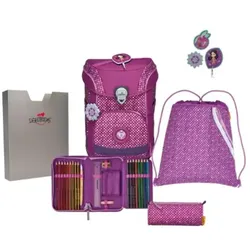 DerDieDas Schulranzen-Set Ergoflex Easy Purple Dots, 5-teilig
