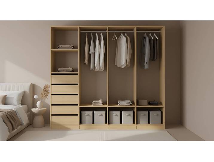 Schlafzimmer-Kleiderschranksystem nach Maß Echtholz Furnier Eiche geölt