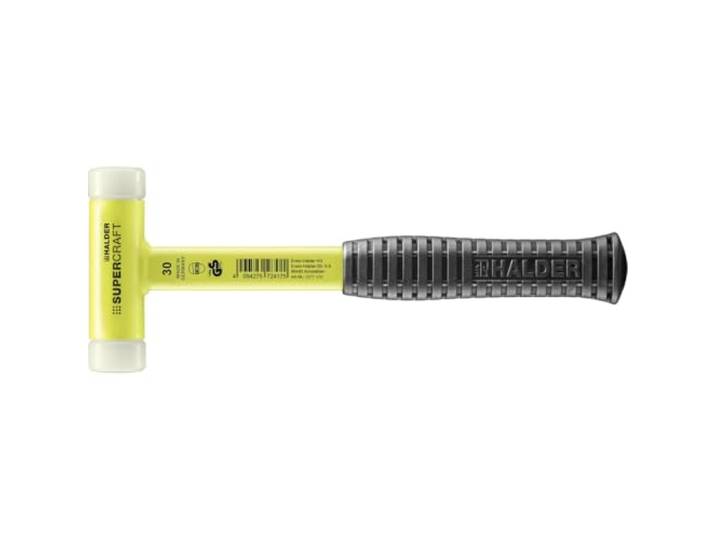 Maillet SUPERCRAFT\, avec manche en tube d'acier incassable\, revêtu jaune fluorescent et poignée antidérapante D=30 mm 3377.130