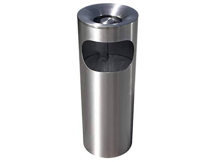 Standaschenbecher Edelstahl mit Mülleimer, Aschereinsatz mit Kegel und Trichteraufsatz