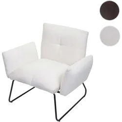 Lounge-Sessel HWC-K34, Cocktailsessel Sessel, Bouclé Stoff/Textil MVG-zertifiziert ~ weiß