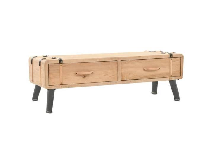 Meuble TV Vintage - OVONNI - Bois de sapin massif - 120 x 33 x 35 cm - 2 tiroirs