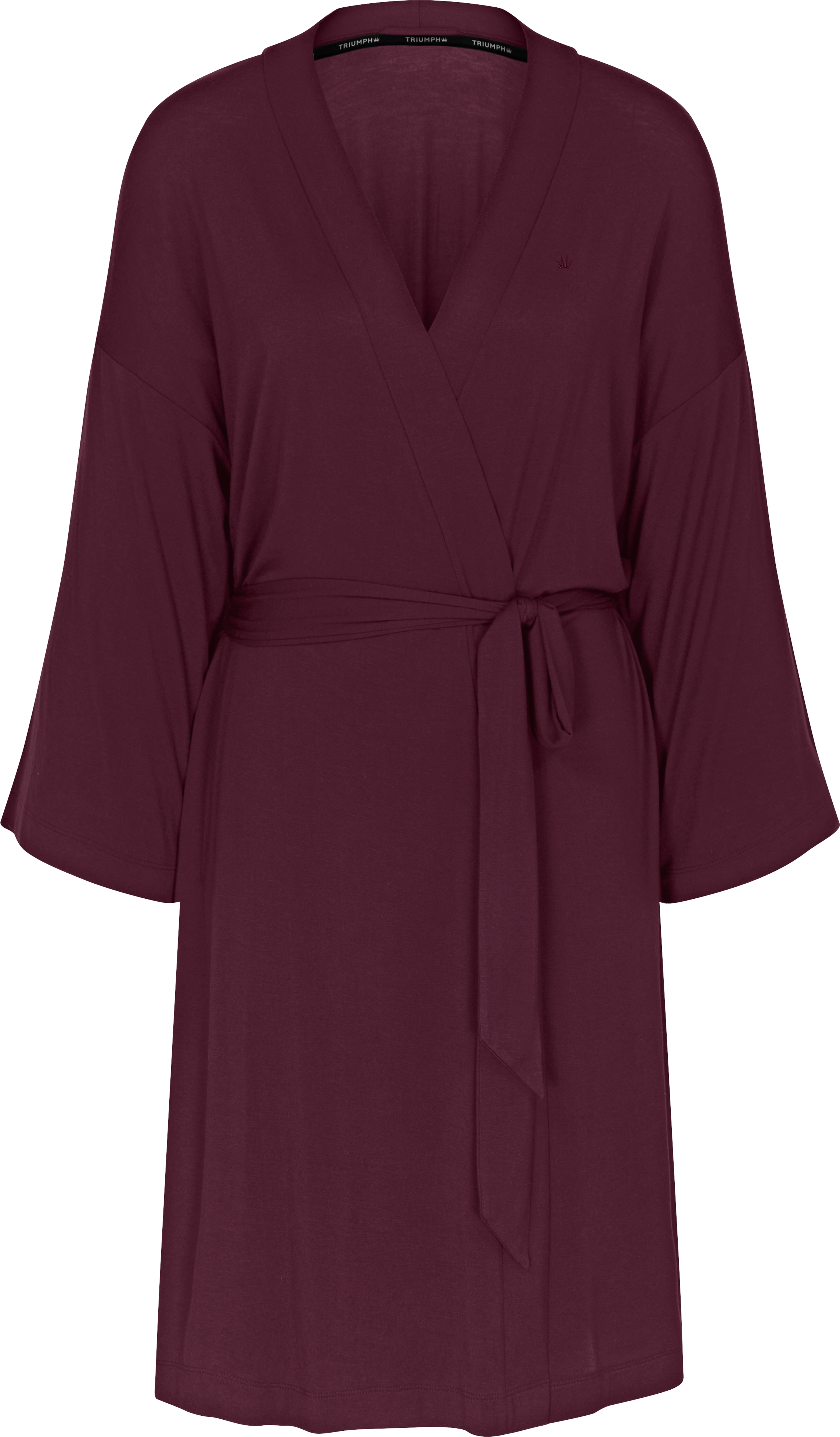 Morgenmantel TRIUMPH "Amourette Robe", Damen, Gr. 48/50, rot (claret), Modalmischung, Midilänge, Hausmäntel Morgenmantel, seidig - weich mit Stretch claret 48/50