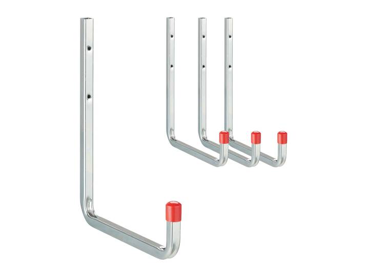Wandhaken Garage 4er-Set Rot-Silber