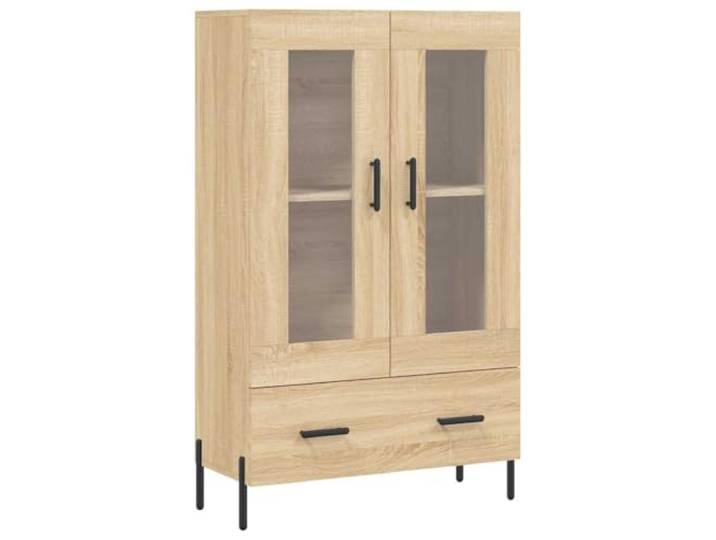 HGFDVCMR Highboard Sonoma-Eiche 69,5x31x115 cm Holzwerkstoff Stilvoller Beistellschrank mit Glastüren und stabilen Metallbeinen für Wohnzimmer, Flur oder Esszimmer.