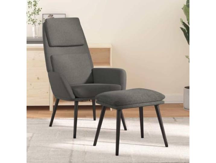 Relaxsessel mit Hocker Hellgrau Stoff Metallrahmen,atmungsaktiver Stoff,Armlehnen,frei platzierbarer Hocker,Montageanleitung