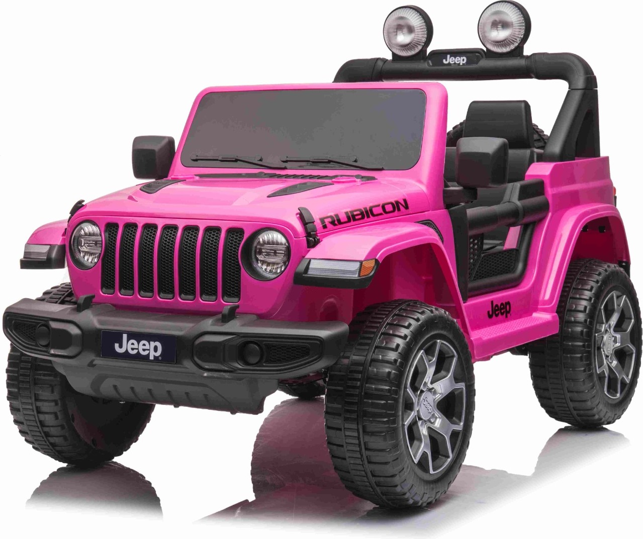 RIRICAR Elektroauto für Kinder 12V Jeep Wrangler, Rosa, kinder elektroauto 2 sitzer mit 2,4-GHz-Fernbedienung, Radio mit Bluetooth- und USB-Eingang, Lithium-Akku, Eva-Räder, elektrofahrzeug kinder ab 3-8 jahre