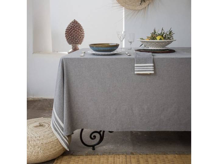 Nappe coton 180x350 gris moyen