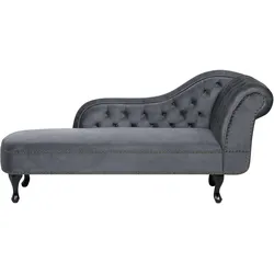 CHAISELONGUE Samtstoff grau rechtsseitig Nimes