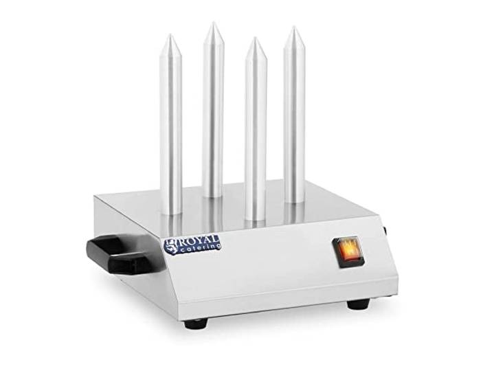 Royal Catering Hot-Dog-Spießtoaster, 4 Spieße, 200 W, max. 145 °C Hochwertiger Edelstahl, einfache Bedienung, Hot-Dog-Toasterstangen