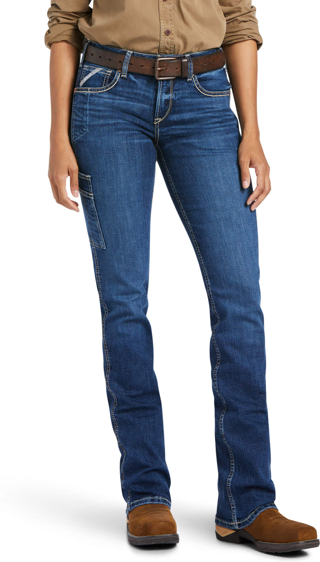 Women's Rebar Work Flex Perfect Rise Riveter Boot Cut Jeans in Pilar, Size: 31 Long by Ariat