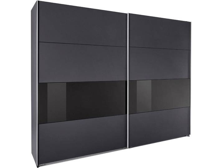 Schwebetürenschrank Bramfeld Kleiderschrank Ausfürung wählbar,Graphit / Schwarzglas,270x64x236cm