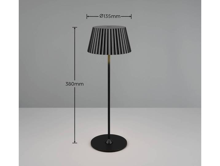 Reality Leuchten LED-Akku-Tischlampe Suarez, schwarz, Höhe 39 cm, Metall dimmbar, schwarz, Metall, Modern