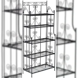 Décoshop26 - Freistehendes Regal mit 5 Ablagen für Balkon Terrasse oder Wohnzimmer klappbar schwarzes Metall 10_0008913 10_0008913