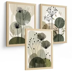 POSTER 4er Kunstdruck-Set Wandbilder Blumen Botanisch modern Wohnzimmer Deko, Schlafzimmer, Küche, Badezimmer Rahmenlos A4
