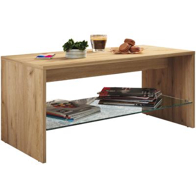 Couchtisch VCM "Holz Sofatisch Couchtisch Glas Wisal", braun (honig, eiche), B:90cm T:40cm, Tische, Couchtisch