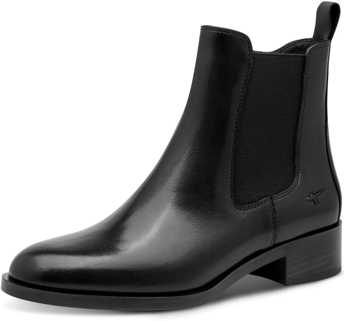Chelseaboots TAMARIS, Damen, Gr. 36, schwarz, Leder, Schuhe Chelseaboots, Blockabsatz, Stiefelette mit praktischem Innenreissverschluss schwarz 36