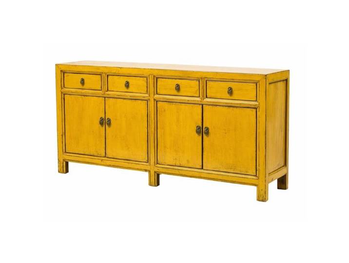 Fine Asianliving Buffet Chinois Ancien Jaune Haute Brillance L170xP42xH88cm