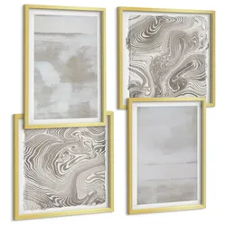 BILDER SET 4er Set - 50x50 cm & 40x60 cm Goldrahmen - Abgenutzte Texturen, moderner Stil